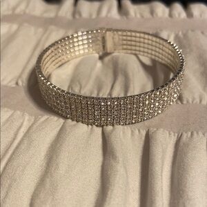 Anne Klein Sparkling Silver Mesh Cuff Bracelet